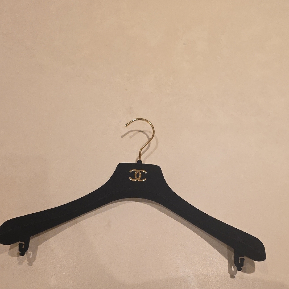 CHANEL Black Velvet Hanger with Gold Logo